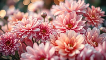 Beautiful Pink Chrysanthemum Flowers in Bloom 