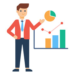 Fototapeta premium Flat vector leader drives bold roi analysis for marketing success