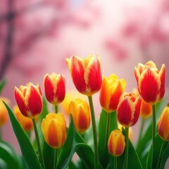 Obraz premium Vibrant Tulip Garden in Full Bloom