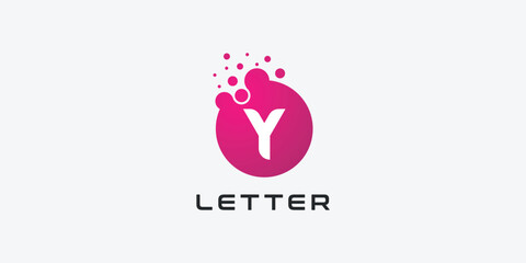 Dot logo, letter Y dots logo design vector