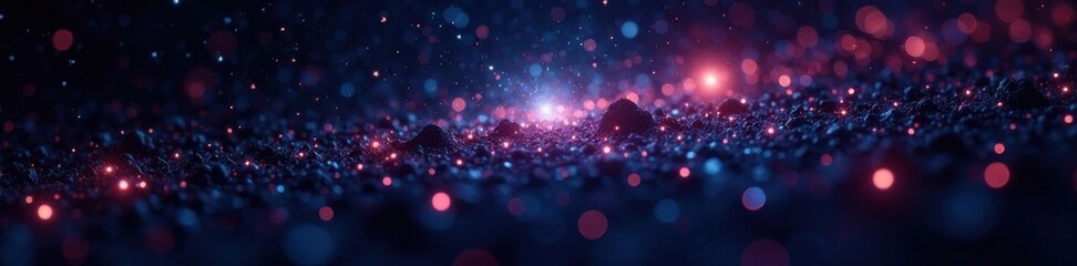 Black canvas of endless space filled with twinkling lights, infinite, void