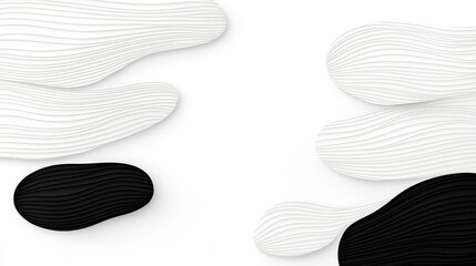 Abstract Wave Forms in Black and White with Smooth Curves for Creative Backgrounds and Designs