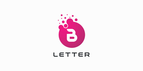 Dot logo, letter B dots logo design vector