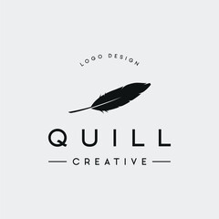 Luxurious author's feather design logo with creative ideas. Inspired by the author, quill feather.