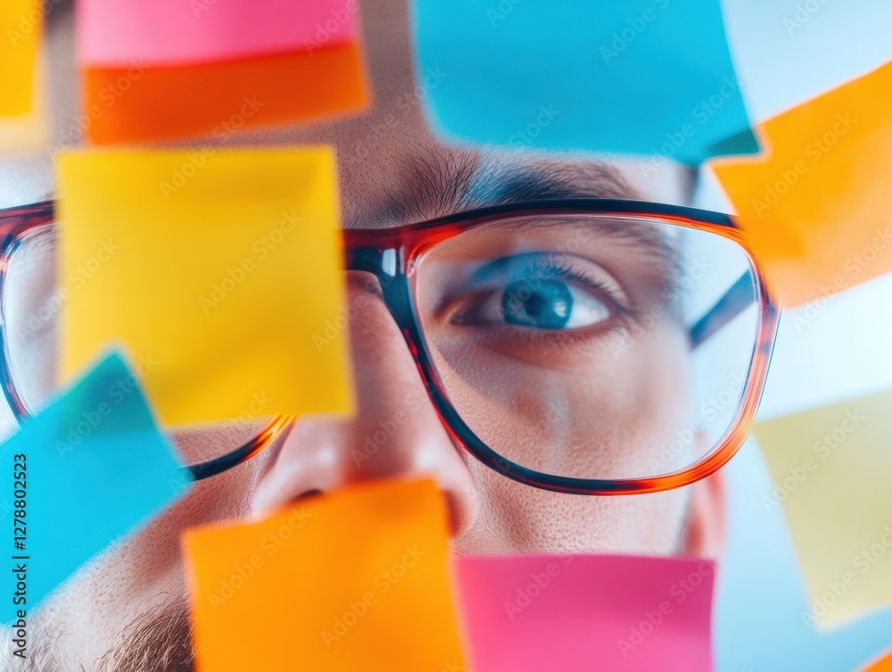 Poster vibrant creativity in modern offices collaborative ideation with sticky notes and glass walls for in