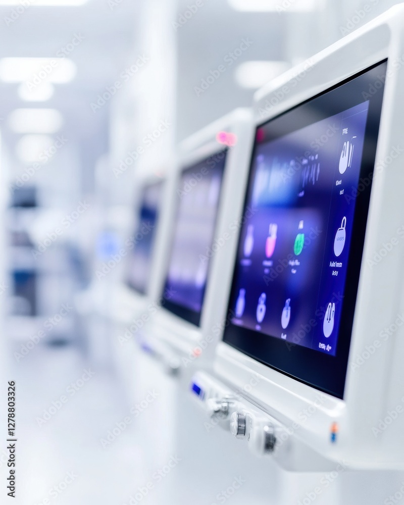 Aufkleber hyperrealistic digital healthcare interface sleek medical monitors with intuitive touchscreens in br