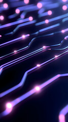 A close-up shot of a circuit board featuring intricate pathways and glowing lights, representing modern technology and innovation in the digital age