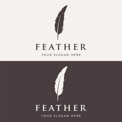 Luxurious author's feather design logo with creative ideas. Inspired by the author, quill feather.