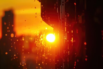 Setting Sun Behind Traffic Light