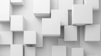 A striking abstract 3D render showcasing a collection of interconnected cubes, creating a complex and visually engaging geometric composition.