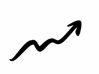 Hand-Drawn Upward Arrow, Growth and Trend Symbol