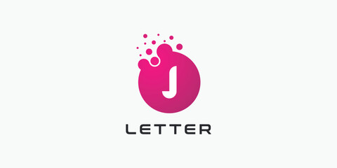 Dot logo, letter J dots logo design vector