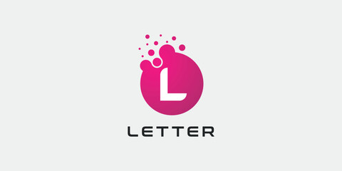 Dot logo, letter L dots logo design vector