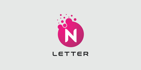 Dot logo, letter N dots logo design vector