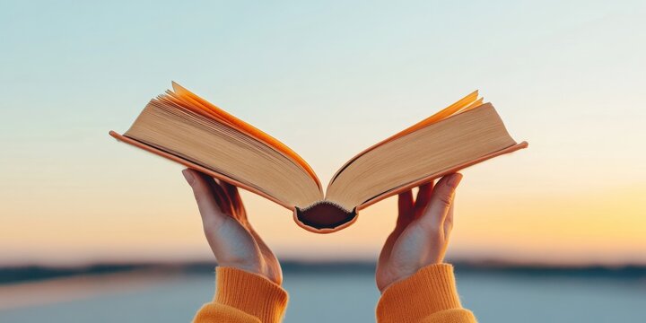 Timeless Wisdom Aesthetic Aged Book Pages and Rustic Binding in Sunset - Historical Content for Cultural Storytelling and Educational Branding