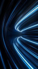 An abstract representation of blue light trails in motion, creating a sense of speed and innovation. Perfect for themes of technology, progress, and modernity.