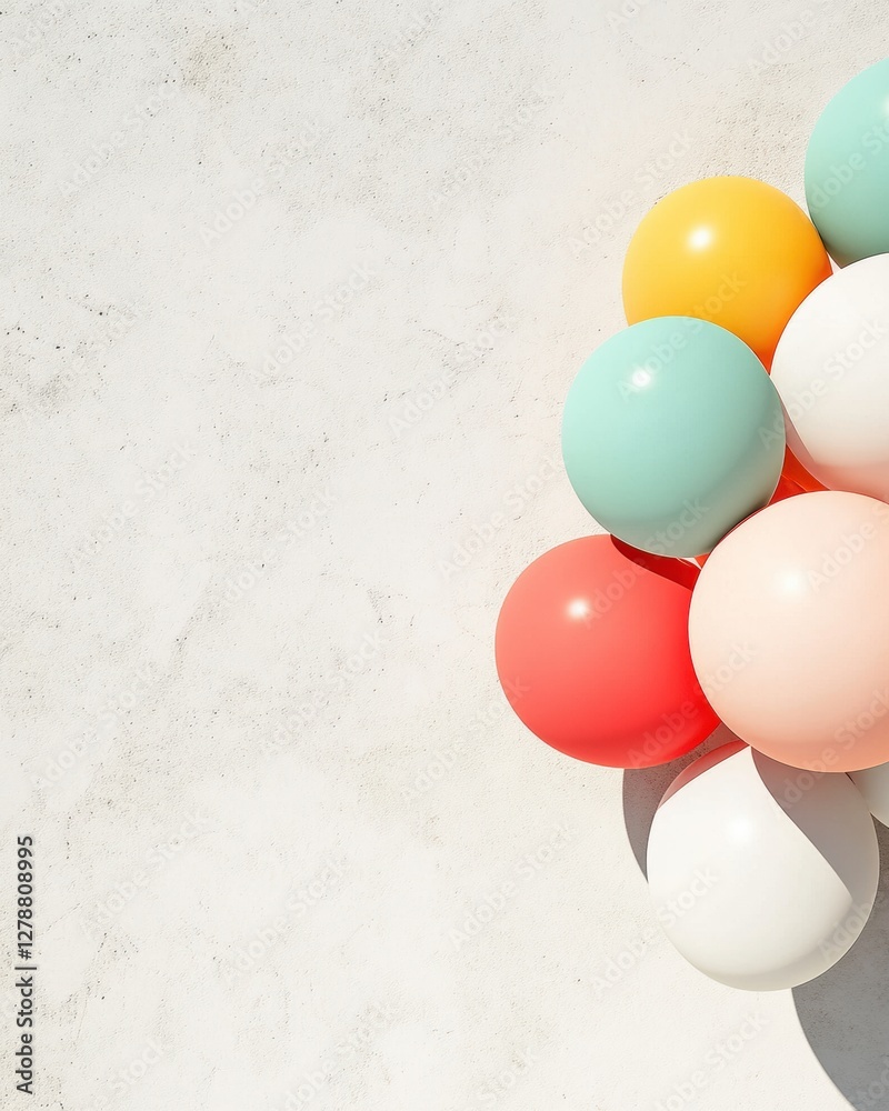 Poster Elegant Balloon Display Luxe Textured Wall with Colorful Balloon Ensemble - Event Design Content and Modern Festive Decor for Celebrations