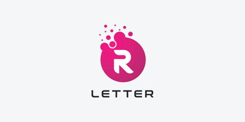 Fototapeta premium Dot logo, letter R dots logo design vector