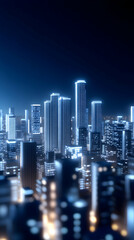 A vibrant city skyline illuminated at night, showcasing modern skyscrapers with glowing lights. A beautiful urban landscape reflecting the energy and life of a bustling metropolis.