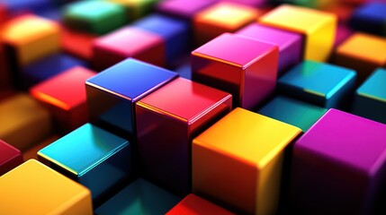 Obraz premium A vibrant 3D render featuring an abstract colorful shape with dynamic forms and hues.
