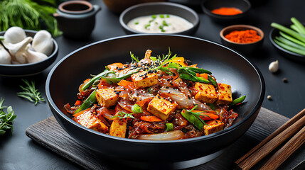 Fototapeta premium kimchi tofu stir-fry