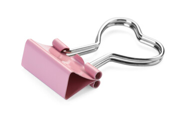 Heart shaped binder clip isolated on white