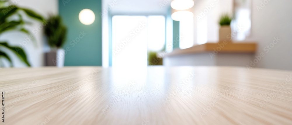 Poster minimalist wellness reception soft white wooden desk for product display in serene clinic setting - 