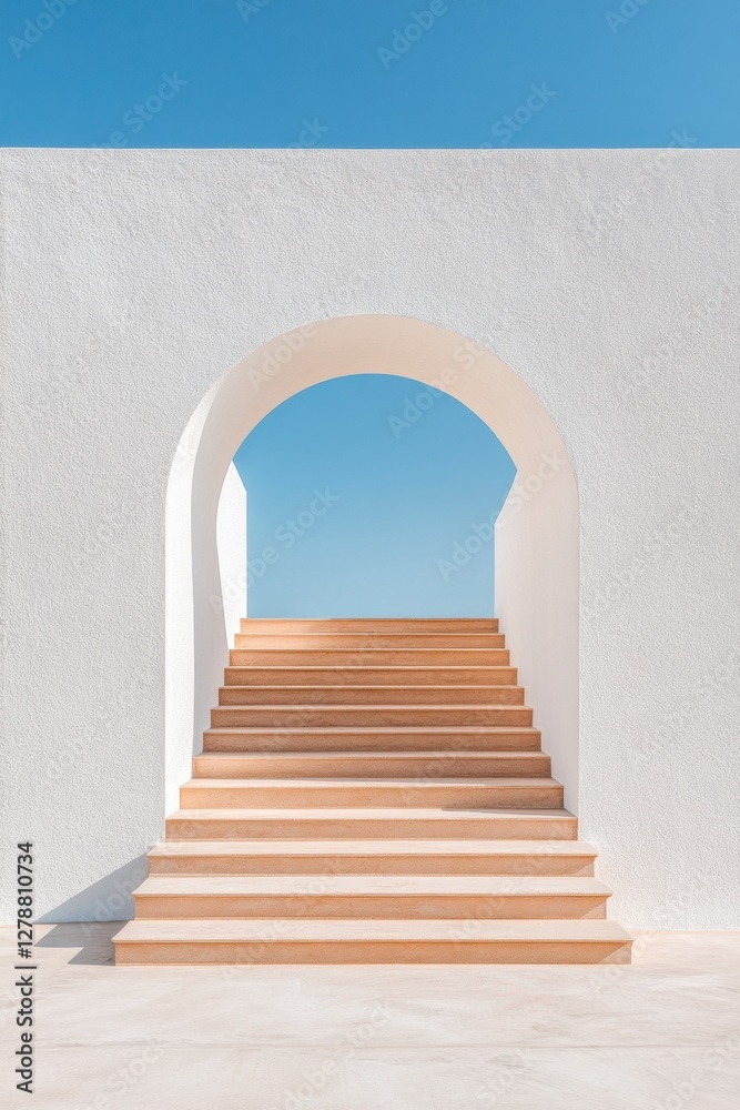 Poster minimalist architectural detail curved archways and textured steps in contemporary design - enhancin