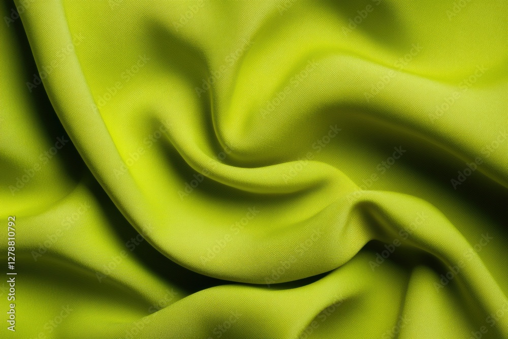 Poster vibrant minimalist textile display chartreuse fabric detail on surface, elevating modern fashion mer