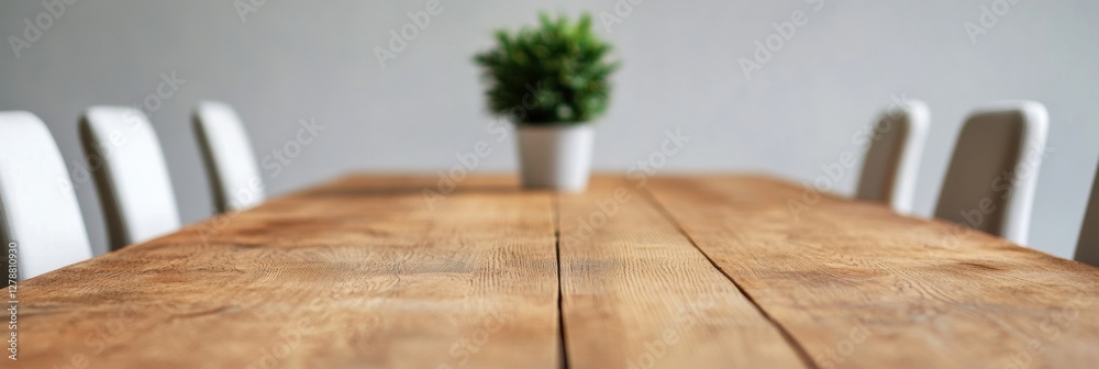 Poster scandinavian minimalism in corporate spaces rustic wood conference table with greenery - enhancing c