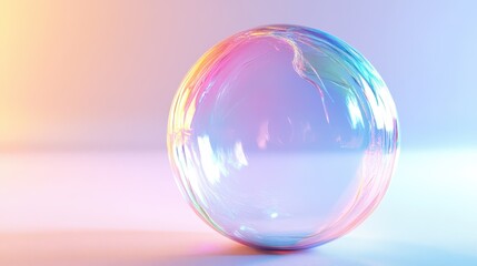 A vibrant 3D render of a colorful bubble, showcasing its shimmering, translucent surface and vivid hues.