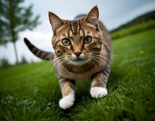 cat on grass