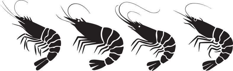 black and white silhouettes of fish ser