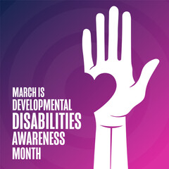 Fototapeta premium March is Developmental Disabilities Awareness Month. Template for background, banner, card, poster with text. Vector EPS10 illustration.