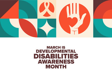 March is Developmental Disabilities Awareness Month. Template for background, banner, card, poster with text. Vector EPS10 illustration.
