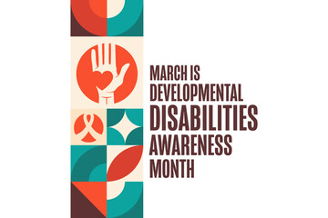 March is Developmental Disabilities Awareness Month. Template for background, banner, card, poster with text. Vector EPS10 illustration.