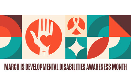 March is Developmental Disabilities Awareness Month. Template for background, banner, card, poster with text. Vector EPS10 illustration.