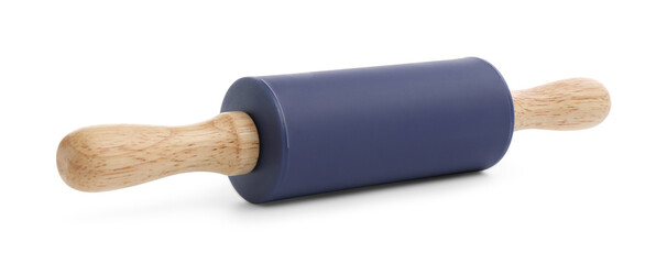One rolling pin isolated on white. Kitchen utensil