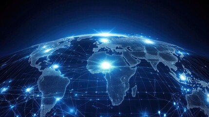 Fototapeta premium Digital representation of the world map, showcasing interconnectedness