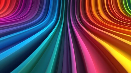 Obraz premium A vibrant 3D render showcasing colorful curved lines that flow dynamically across the scene.
