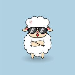 cute cartoon sheep illustration vector design. Eps 10.