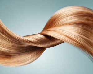 Sculptural Hair Aesthetic Sleek Golden Blonde Twist Against Soft Blue - High-Fashion Styling Content for Beauty Branding and Digital Campaigns