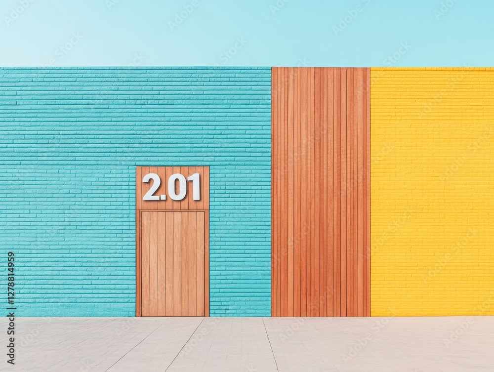 Aufkleber vibrant wall artistry wooden number blocks on colorful brick canvas for event planning - inspiring m