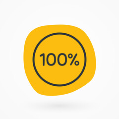 100 percent chart. Vector percentage infographic element. Yellow gray isolated icon. Sign for download, progress, business data, financial figures, web design, report