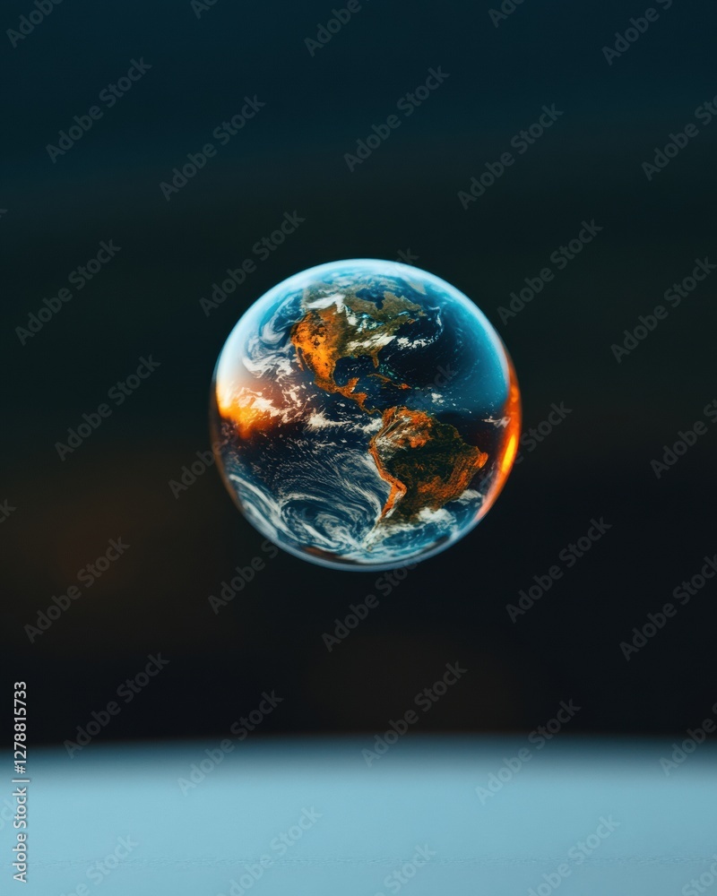 Aufkleber Futuristic Holographic Globe Floating Digital Display with Smooth Glass Texture for Innovative Business Presentations and Tech-Savvy Marketing Solutions