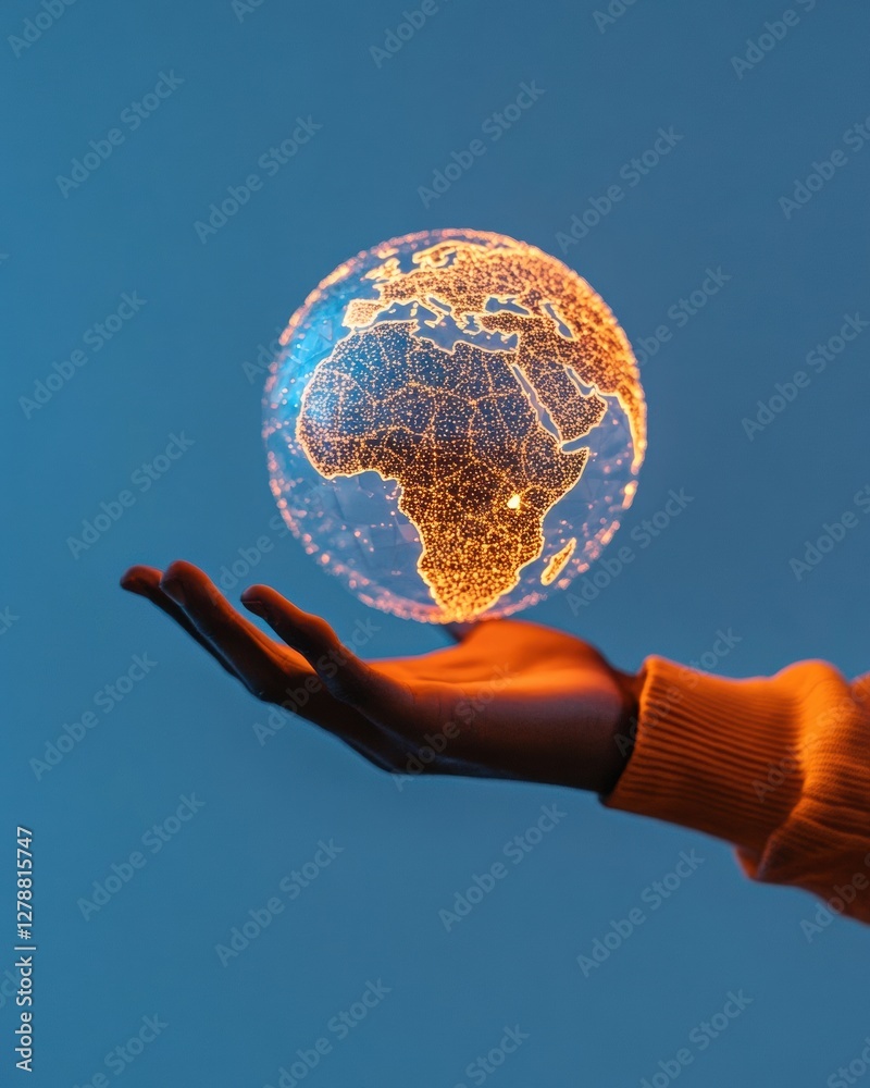 Poster Futuristic Holographic Globe Interactive Levitation with Digital Precision for Tech-Driven Business Innovation and Modern Educational Visualization
