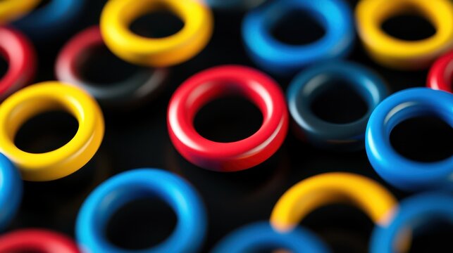 A vibrant abstract animation featuring colorful rotating rings against a dark background.