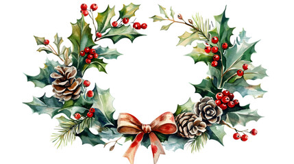 Naklejka premium A watercolor wreath made of tree isolated on white background 