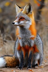 Obraz premium Red Fox Sitting in Woods