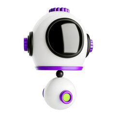 Cute robot design with purple accents and a spherical base.